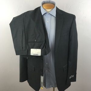 Dkny 40r mens suit gray plaid checks skinny fit 100% wool 2 piece new nwt ea0028